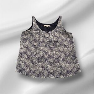 LOFT Sleeveless Blue and White Tank Top with Abstract Pattern